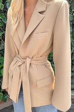 Solid Color Belted Tunic Jacket