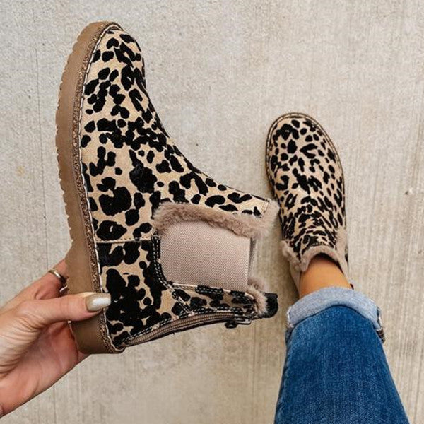 Bottines à enfiler avec fermeture éclair au dos et semelle en peluche