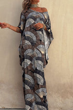 Batwing Printed Loose Maxi Dress