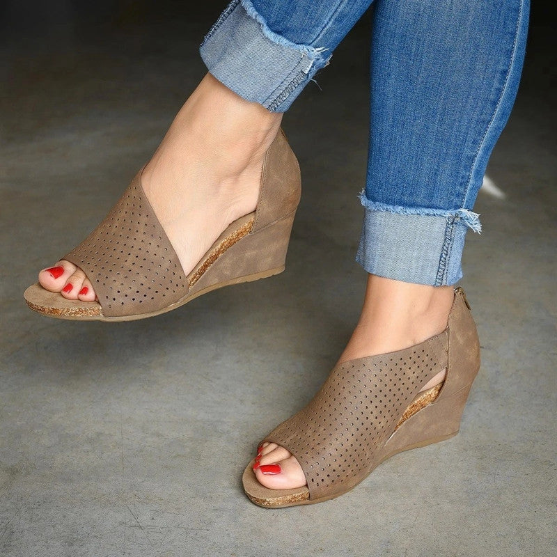 Wedge Hollow Asymmetric Sandals