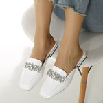 Square toe Low heel Mule Shoes
