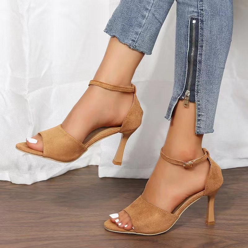 Suede Strappy Roman Pumps