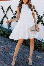 Chic Pleated Collar Swing Dress