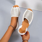 Flache Sandalen mit offener Spitze und Pailletten