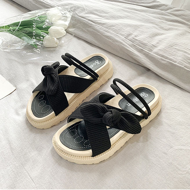 Pantoufles tongs féeriques à nœud papillon