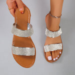 Pantoufles plates chics à paillettes brillantes