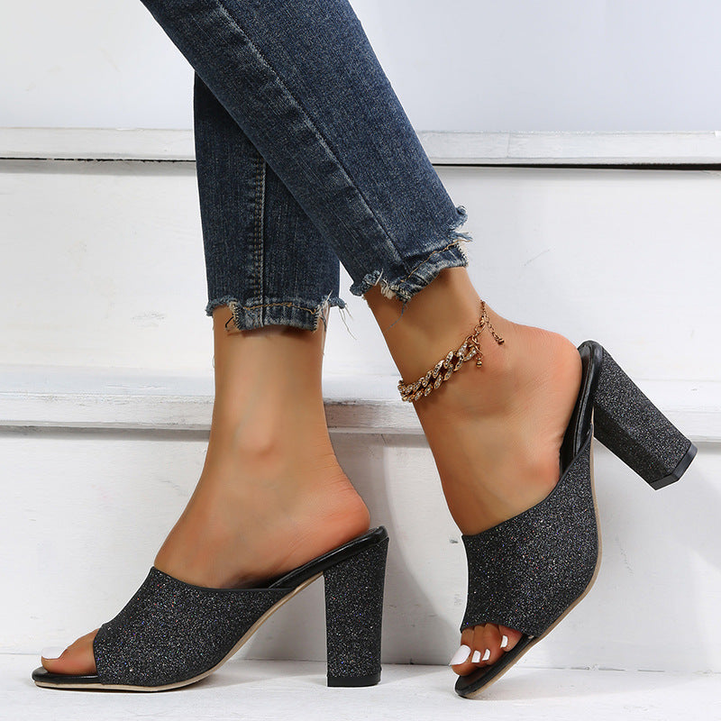 Get Ready Sequin Mule Heels