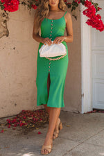 Single-breasted Camisole Knit Dress