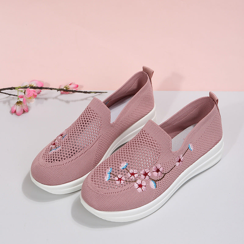 Embroidered Slip-on Flyknit Breathable Loafers
