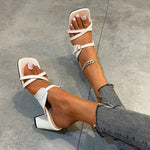 Steinmuster-Hausschuhe mit dickem Absatz und quadratischem Kopf