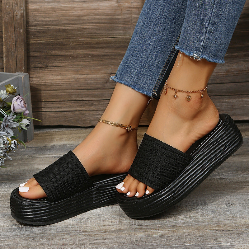 Pantoufles respirantes à plateforme Flyknit