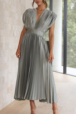 Ruched Sleeveless Low V-Neck Dress