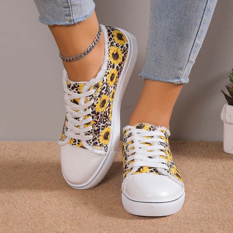 Sunflower Leopard Print Canvas Slip-On Sneakers