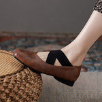 Low Cross Lace Up Square Toe Mary Janes Shoes