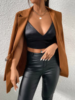 Brauner mittellanger Slim-Fit-Cardigan-Anzug