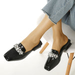 Square toe Low heel Mule Shoes