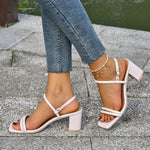 Vintage-Sandalen mit quadratischer Zehenschnalle und Blockabsatz