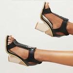 Retro Zipper T-strap Fishtrap Sandals