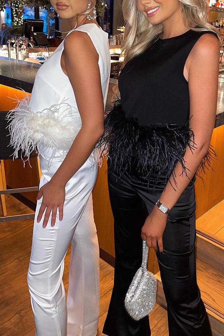 Be The Drama - Chemisier à bordure en plumes