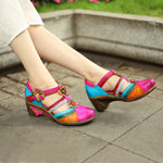 Retro Collision Colors Mary Jane Hollow Sandals