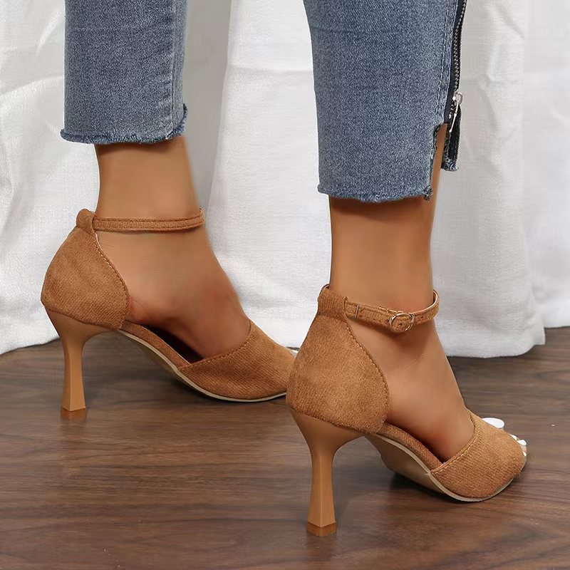 Suede Strappy Roman Pumps