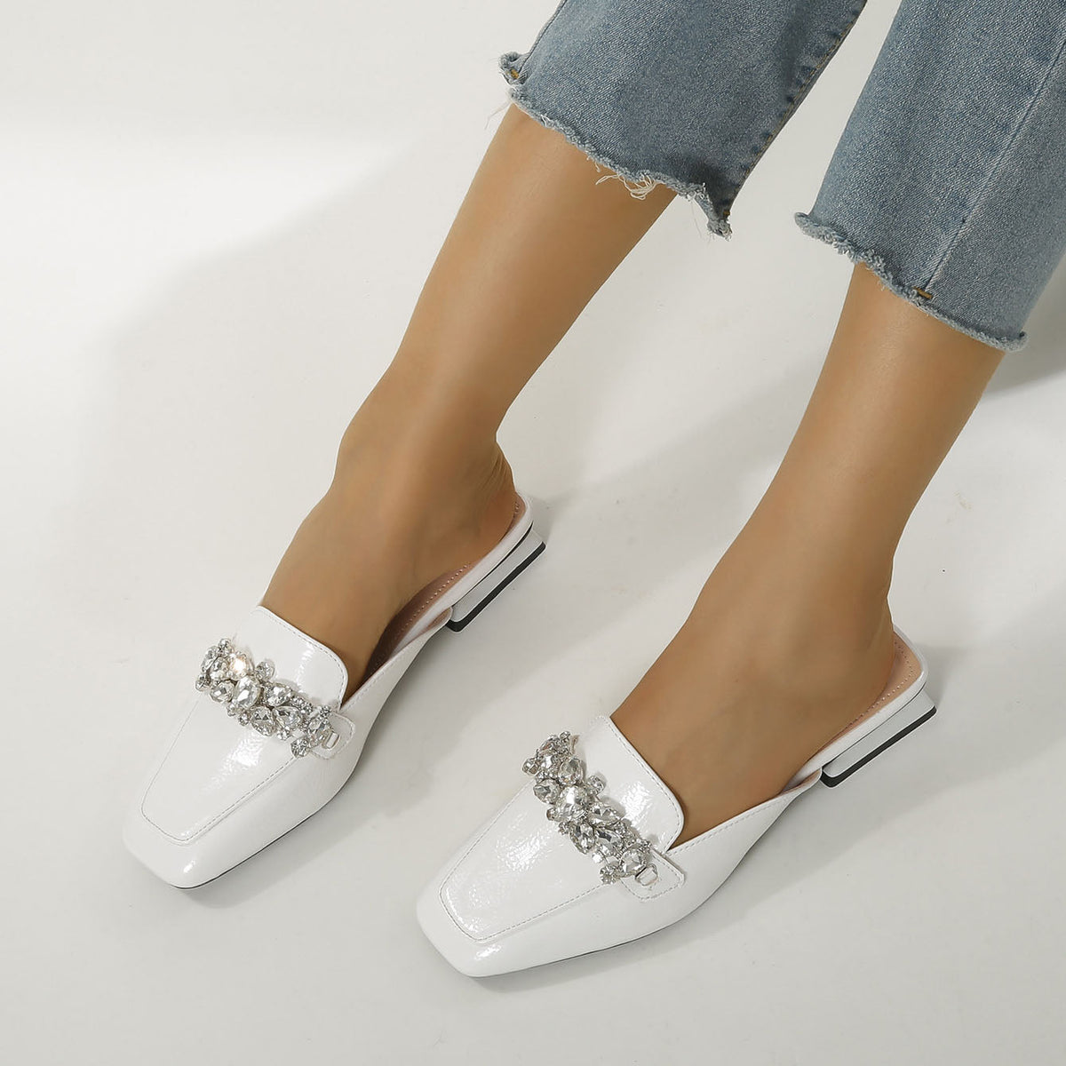 Square toe Low heel Mule Shoes