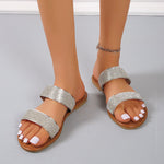 Pantoufles plates chics à paillettes brillantes