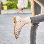 Retro-Sandalen mit runder Zehenpartie und nähender Schnalle