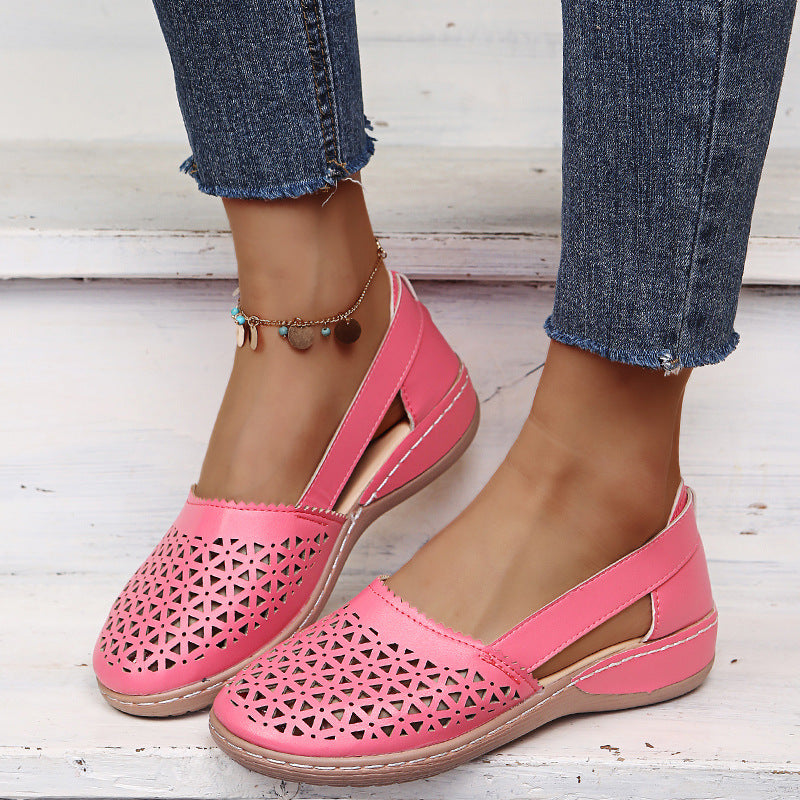 Round Toe Wedge Hole Sandals