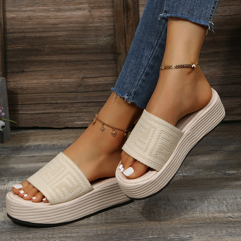 Pantoufles respirantes à plateforme Flyknit