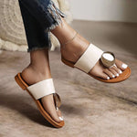 Chic Round Buckle Flip Flops