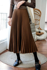 Solid Color Pleated Wool Pleated Skirt