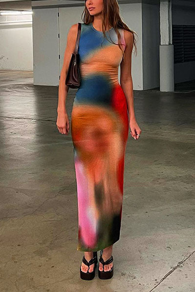 Robe imprimée sans manches Never Too Late