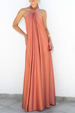 Satin Halter Neck Sling Swing Dress