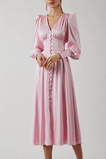 Elegant Lantern Sleeves Satin Dress