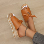 Colorblock Bows Lightweight Platform Slippers