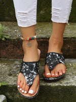 Tongs compensées florales brodées