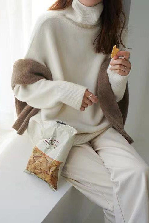 Turtleneck Pullover Loose base Knitted Sweater