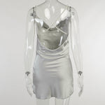 Silk Strap Backless Mini Dress