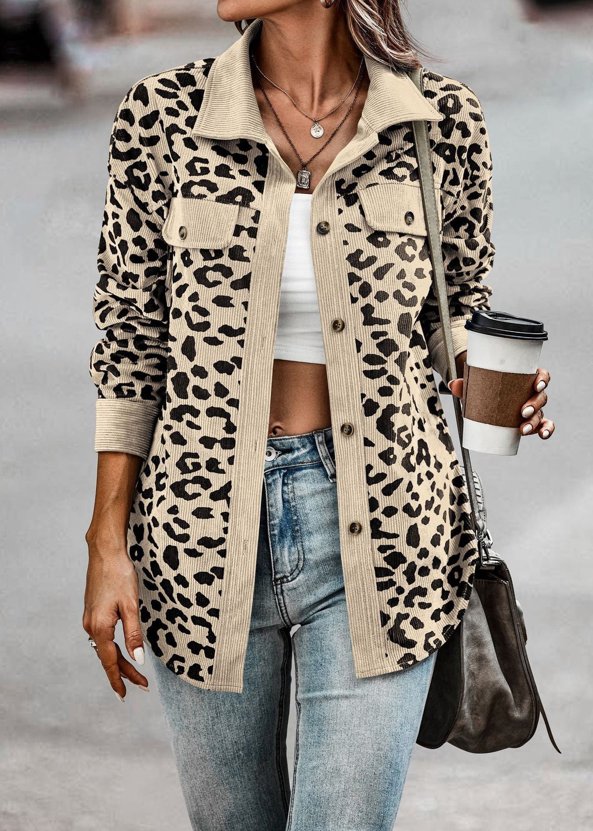 Best Of You Leoparden-Cord-Jacke
