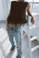 Be The Drama - Chemisier à bordure en plumes