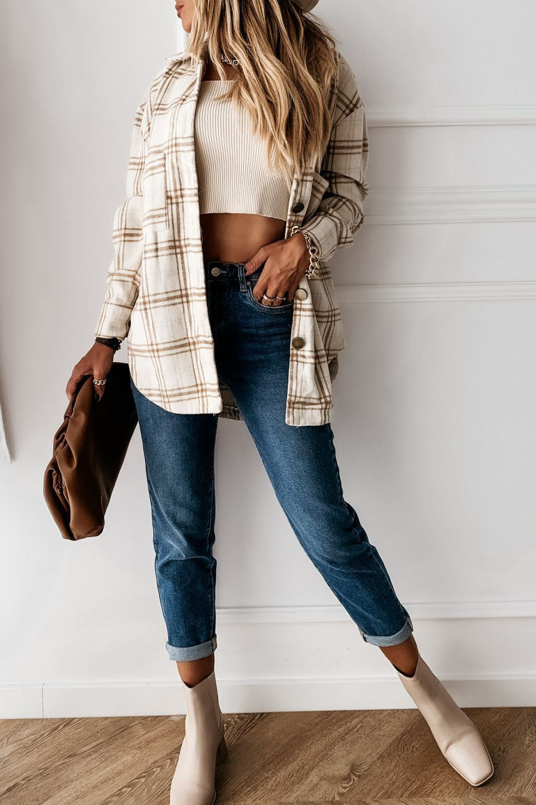 Get To It karierte, mit Fleece gefütterte Jacke