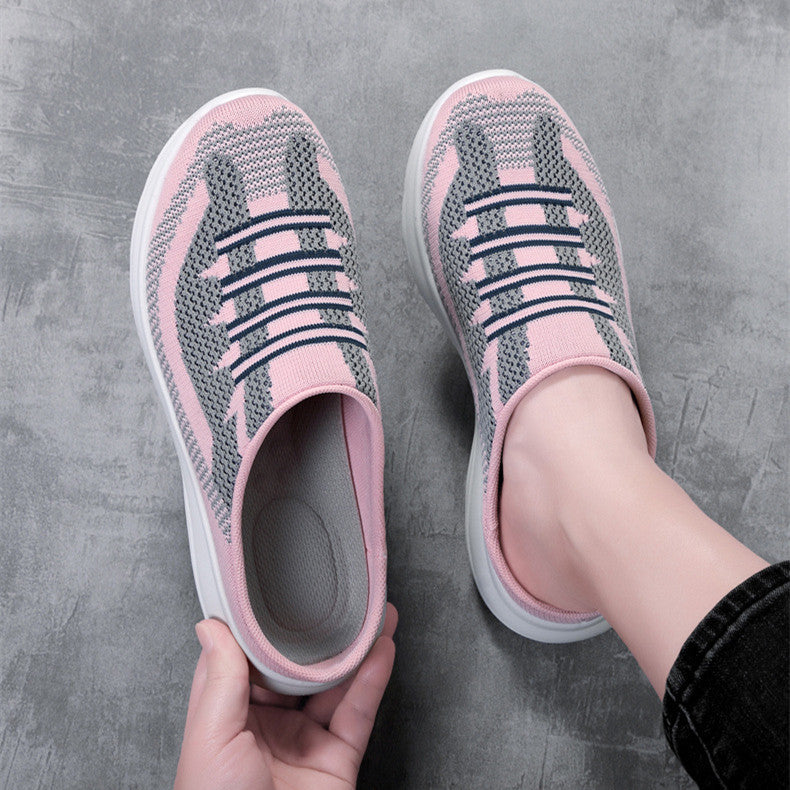 Pantoufles légères en tricot à bout rond en maille