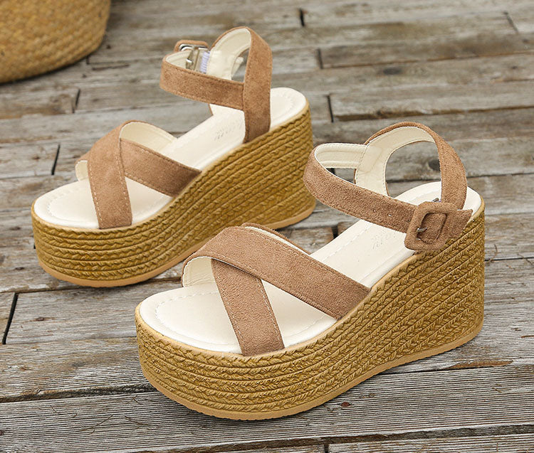 Rubber Sole Buckle Non-slip Peep Toe Sandals