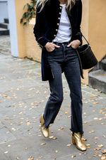 Thermo-Samt-Patchwork-Jacke mit mehreren Knöpfen