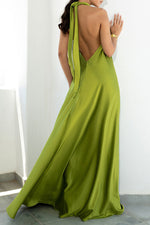 Satin Halter Neck Sling Swing Dress