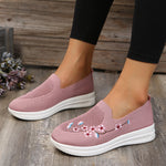Embroidered Slip-on Flyknit Breathable Loafers