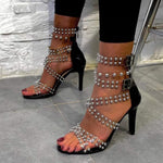 Stiletto Stud Open toe Back Zipped Roman Sandals
