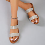 Pantoufles plates chics à paillettes brillantes