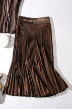 Solid Color Pleated Wool Pleated Skirt